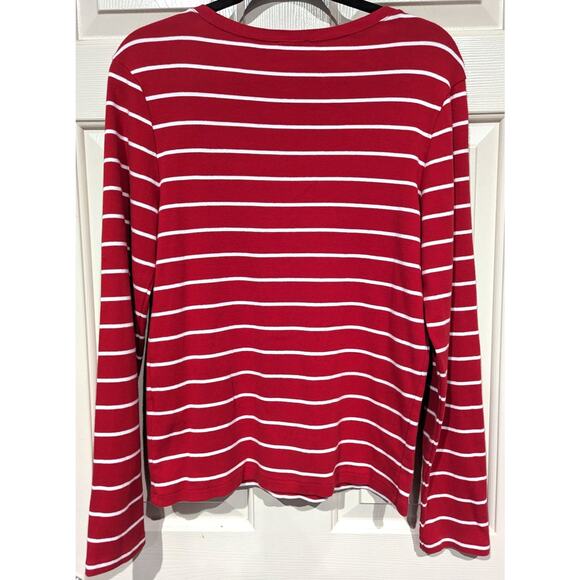 Polo Ralph Lauren Red and White Striped V Neck Knit Sweater sz XL - Picture 4 of 6